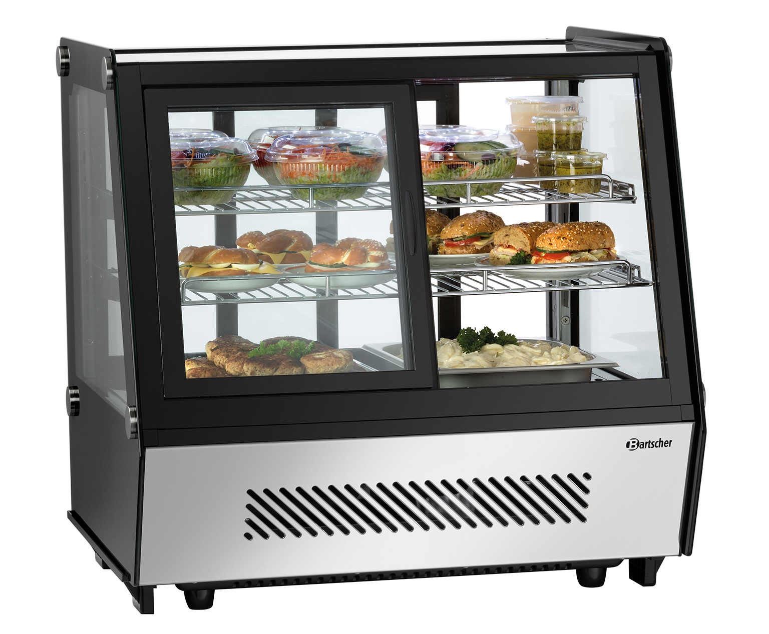 Witryna chłodnicza 120L “Bartscher Deli-Cool II D“ 2 pary drzwi suwanych, z przodu i tyłu, obsługa z 2 stron 1 Witryna chłodnicza 120L “Bartscher Deli-Cool II D“ 2 pary drzwi suwanych, z przodu i tyłu, obsługa z 2 stron