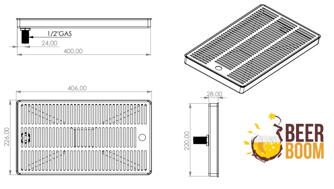 ociekacz 40 nablatowy z odpływem